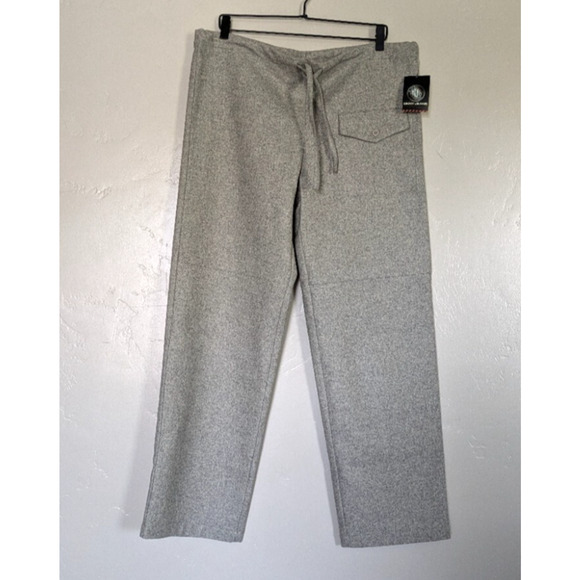 DKNY Wool Pants Size Small 38x31 Wide Leg Casual Drawstring Lounge Relaxed‎ Gray - Picture 1 of 9